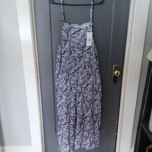 Blue and White Paisley Romper